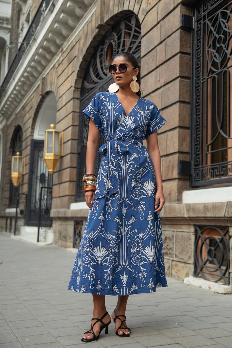 Iron Veil Navy Sailor Midi Dress | Beyond by Vera