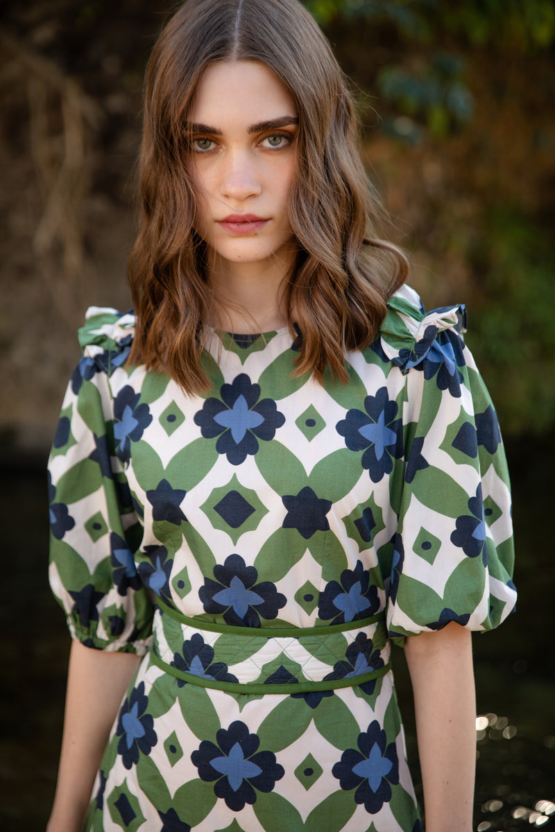 Mosaic Green Antonia Midi Dress