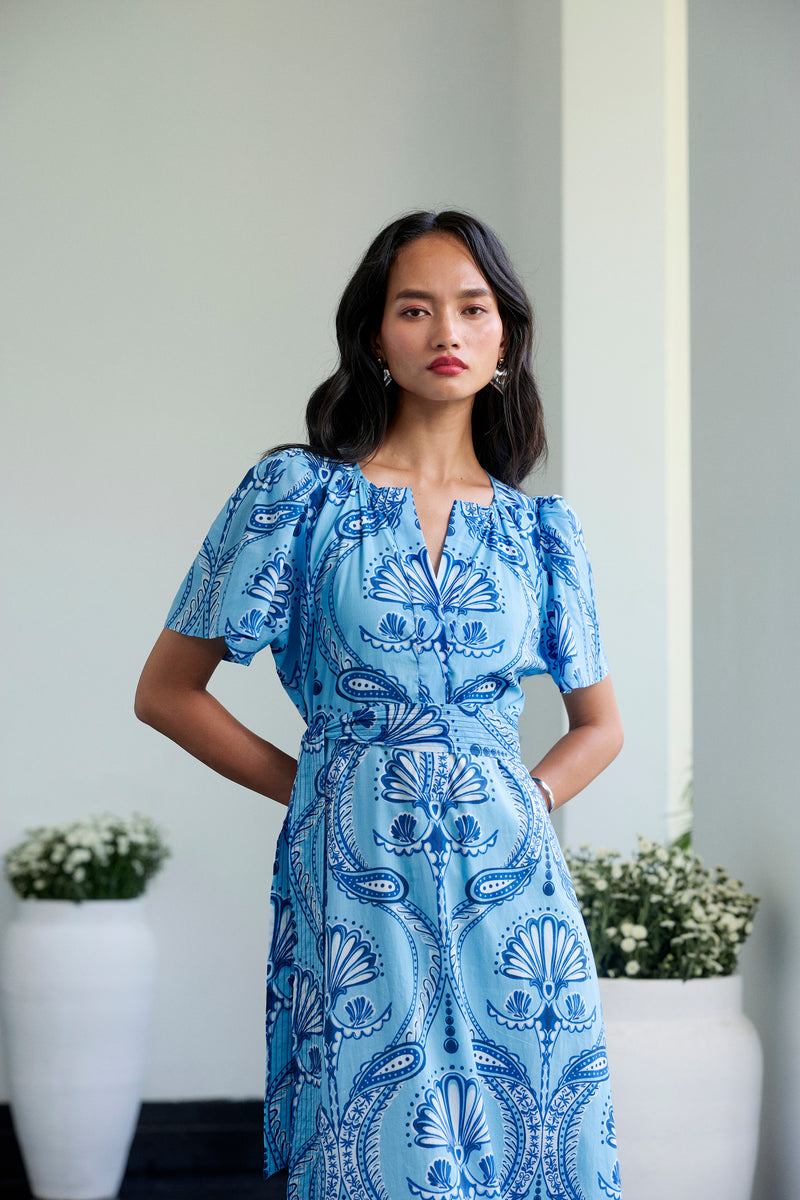 aqua linen azura midi dress Aqua Linen Azura Midi Dress