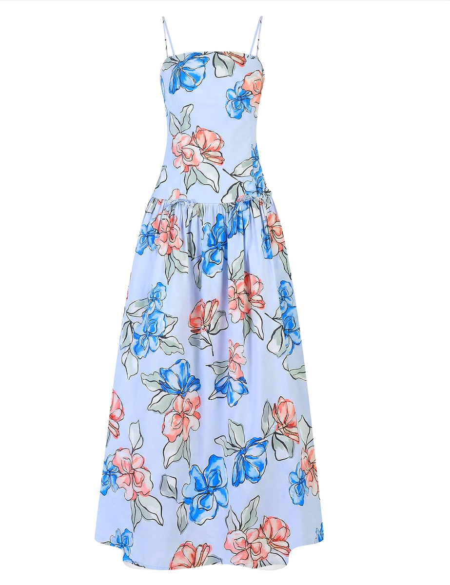 lucy in the sky midi dress 978 – Beyond by Vera drying is strongly recommended An evening where creativity Color:Yellow & Blue 2026 Summer Collection