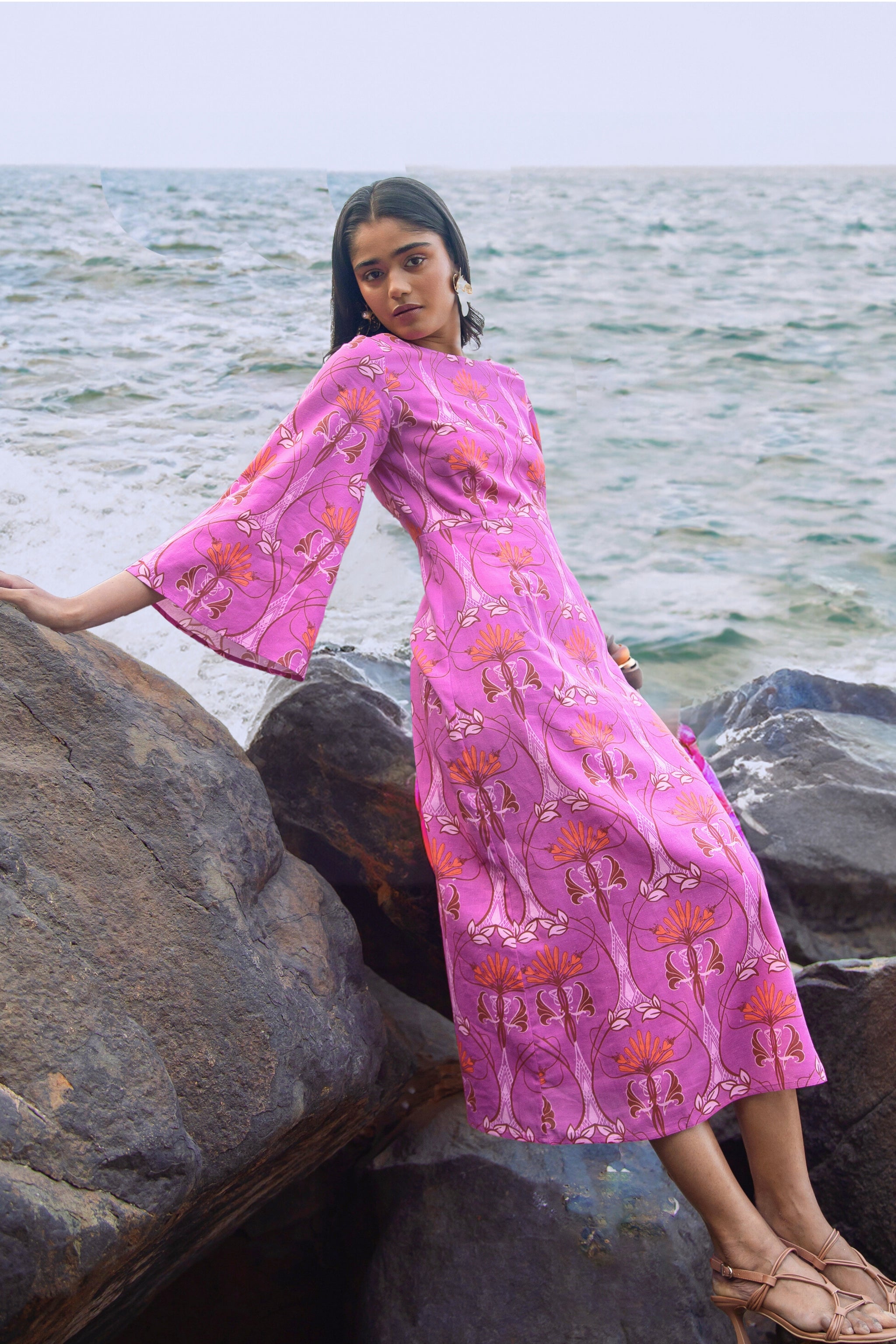 Treat Ürself jacquard cami one-piece ピンク Zest Vivid Camelia Midi Dress | Beyond by Vera