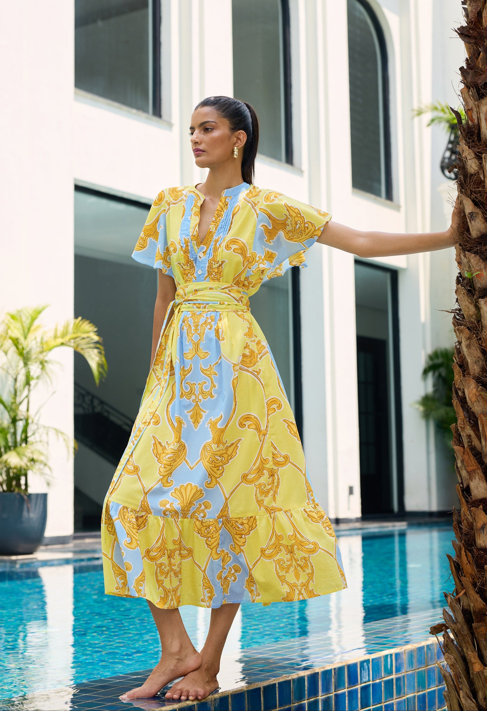 Sirens Sky Leni Cotton Voile Midi Dress | Beyond by Vera