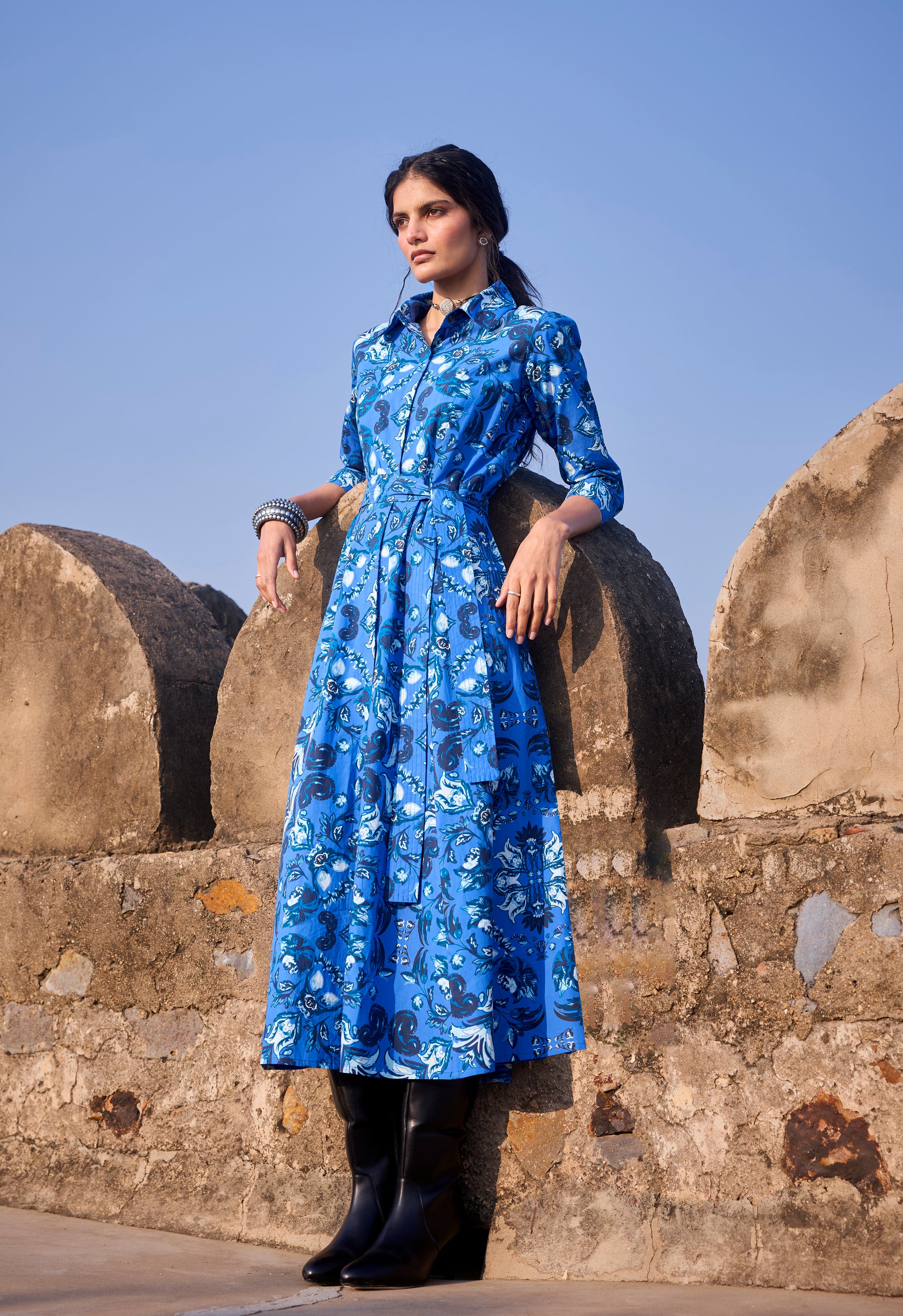 Westminster Frostblue Emily Midi Shirt Dress | Beyond by Vera