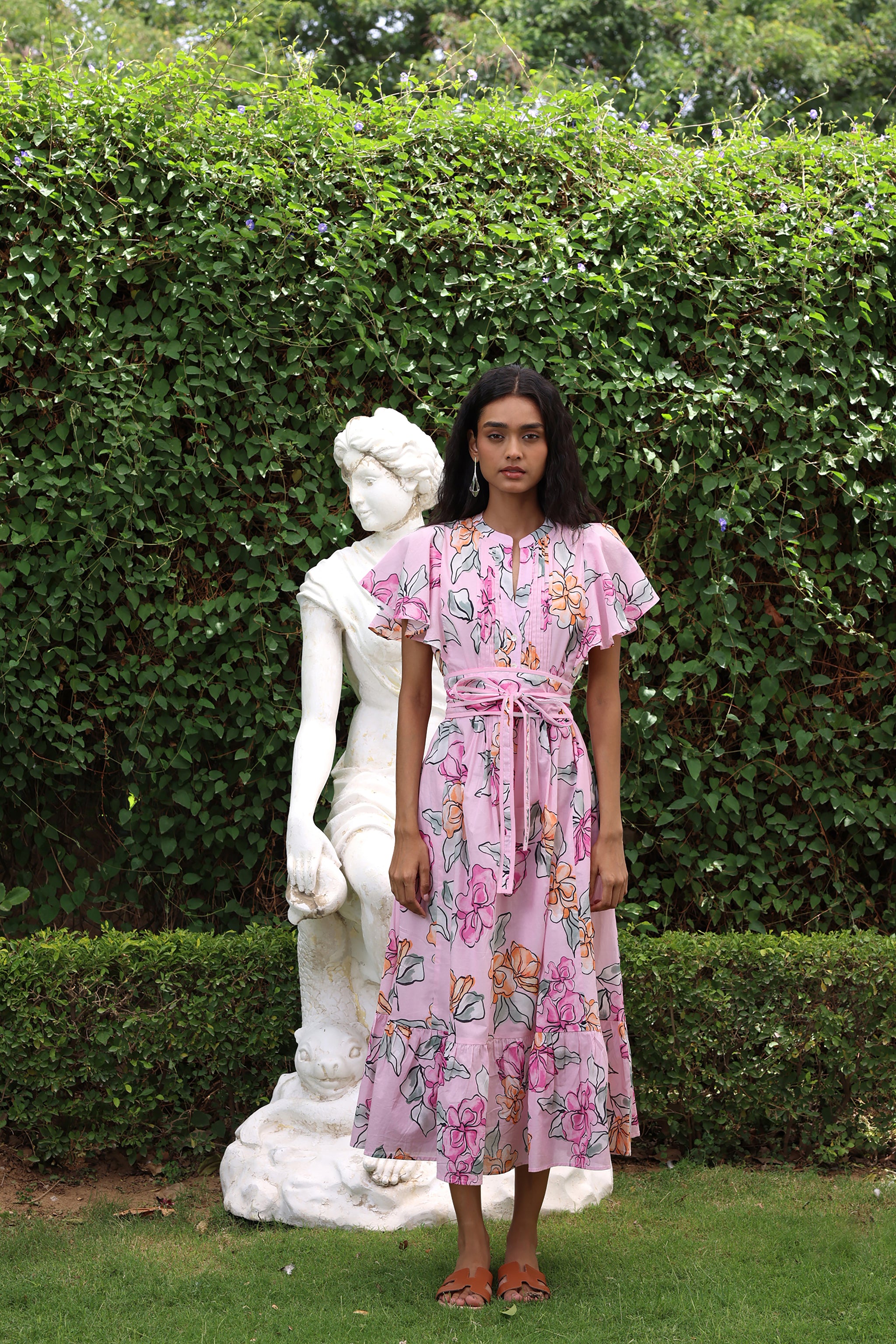 Via Roma Blush Leni Cotton Voile Midi Dress | Beyond by Vera