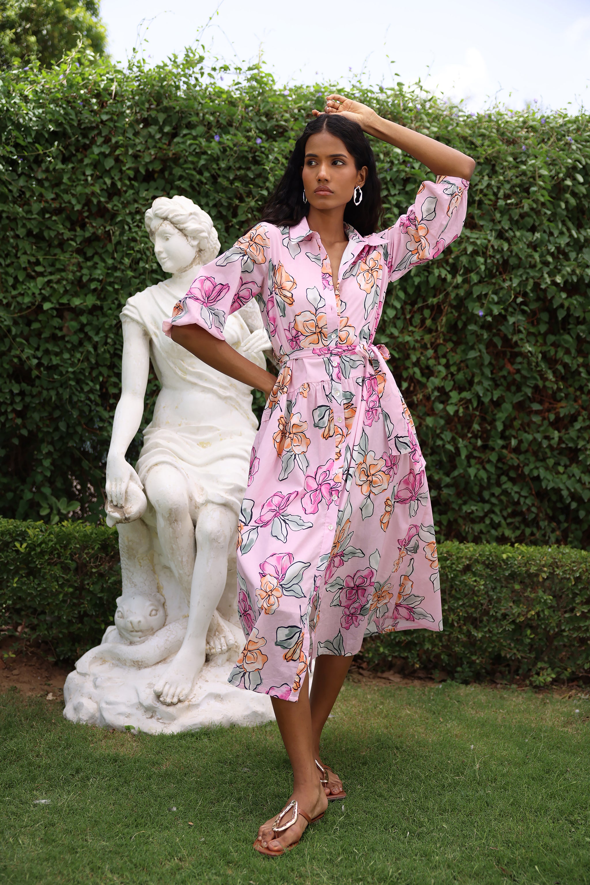 Via Roma Blush Brie Midi Shirtdress | Beyond by Vera