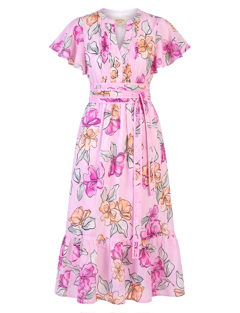 Via Roma Blush Leni Cotton Voile Midi Dress