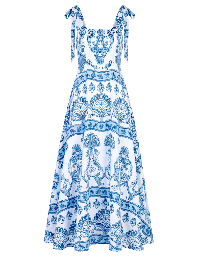 Fontana Aqua Pearl Cotton Voile Maxi Dress